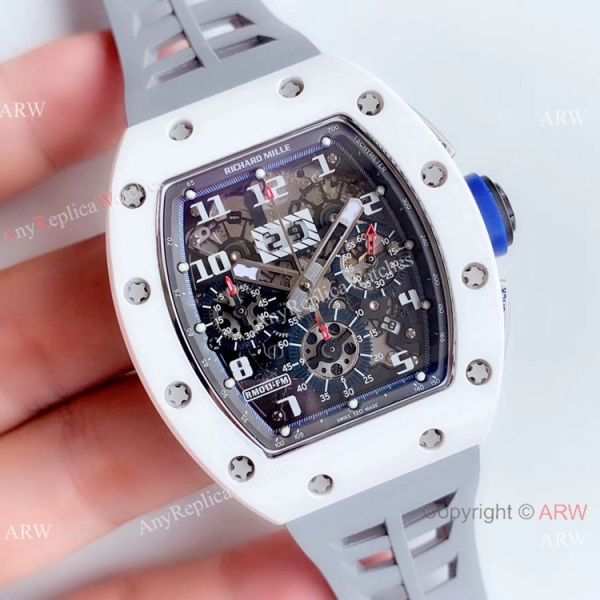 KV Factory Swiss Copy Richard Mille RM 011-FM Polo Club Saint Tropez Watch White Ceramic Gray Skeleton Dial KV Factory Swiss Copy Richard Mille RM 011-FM Polo Club Saint Tropez Watch White Ceramic Gray Skeleton Dial