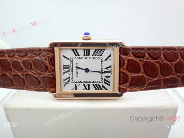 Replica Cartier Tank Solo Rose Gold Brown Leather Strap Watch 27mm Replica Cartier Tank Solo Rose Gold Brown Leather Strap Watch 27mm
