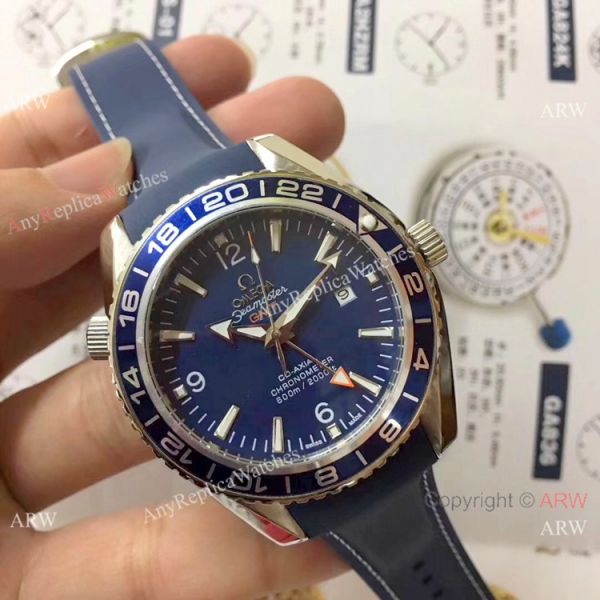 Omega Planet Ocean GMT 600m Blue Rubber Strap Omega Clone Watch Omega Planet Ocean GMT 600m Blue Rubber Strap Omega Clone Watch