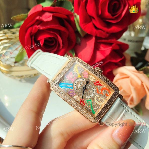 New Fake Franck Muller Long Island Color Dreams 26mm Watch Rose Gold Diamond New Fake Franck Muller Long Island Color Dreams 26mm Watch Rose Gold Diamond