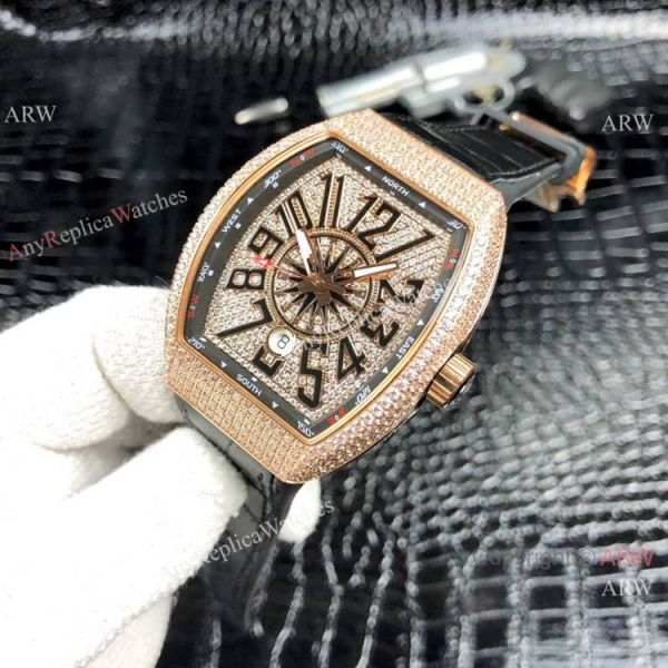 Franck Muller Vanguard Yachting V45 SC DT Men Watch Rose Gold Diamonds Franck Muller Vanguard Yachting V45 SC DT Men Watch Rose Gold Diamonds