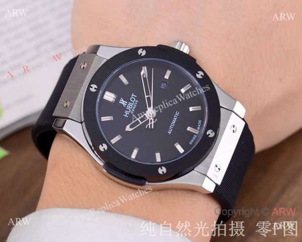 Copy Hublot Classic Fusion 42mm Watch SS Black Bezel Copy Hublot Classic Fusion 42mm Watch SS Black Bezel