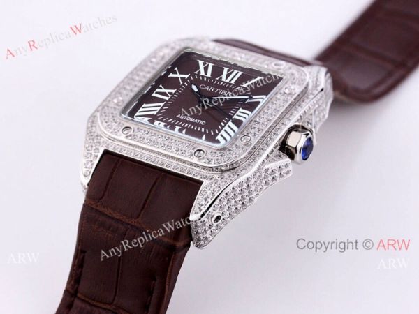 Buy Replica Cartier Santos Diamond Automatic Wrist SS Chocolate Dial Buy Replica Cartier Santos Diamond Automatic Wrist SS Chocolate Dial