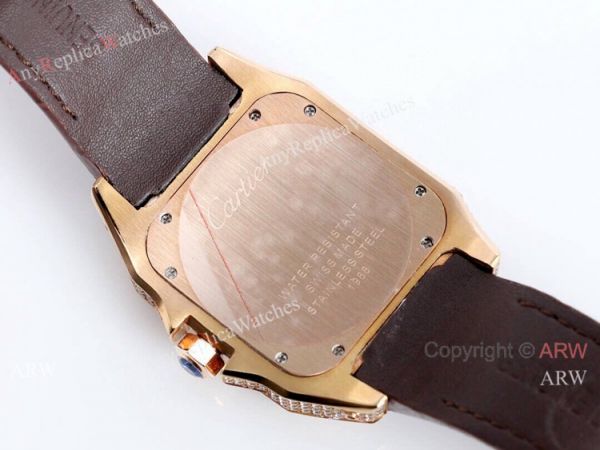 High Quality Cartier Santos De Diamond Case Brown Dial Wrist Automatic High Quality Cartier Santos De Diamond Case Brown Dial Wrist Automatic