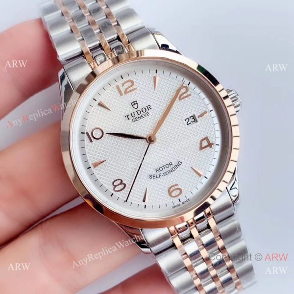 Swiss Grade 1 Tudor Geneve Rotor Self Winding Watch Two Tone Rose Gold White Face Swiss Grade 1 Tudor Geneve Rotor Self Winding Watch Two Tone Rose Gold White Face