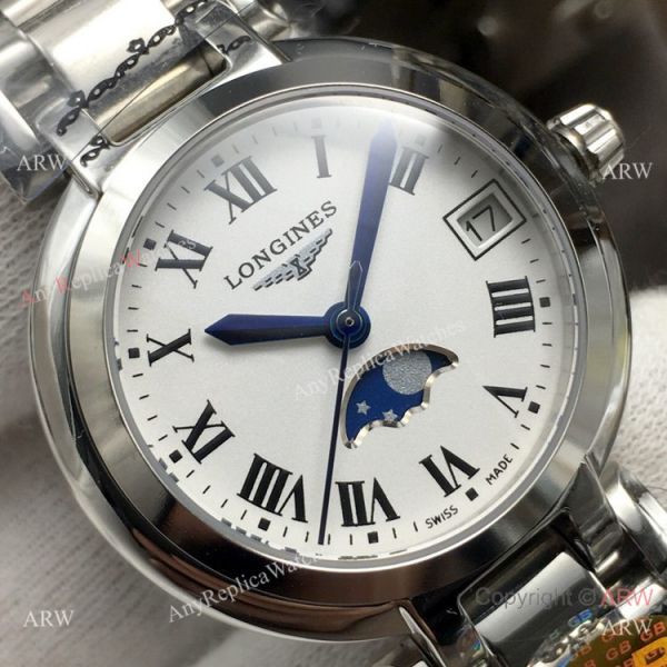 Swiss Replica Longines PrimaLuna Moonphase Lady Watch Stainless Steel Sapphire Glass Swiss Replica Longines PrimaLuna Moonphase Lady Watch Stainless Steel Sapphire Glass