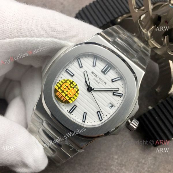 Swiss Copy Patek Philippe Nautilus White Dial Stainless Steel Watch GB Factory Swiss Copy Patek Philippe Nautilus White Dial Stainless Steel Watch GB Factory