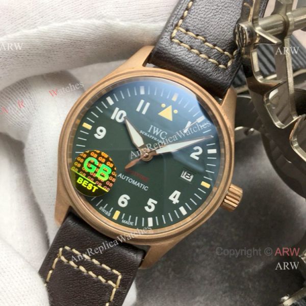 Super Clone IWC Big Pilots Spitfire Bronze Green Dial Watch Swiss 9015 Super Clone IWC Big Pilots Spitfire Bronze Green Dial Watch Swiss 9015