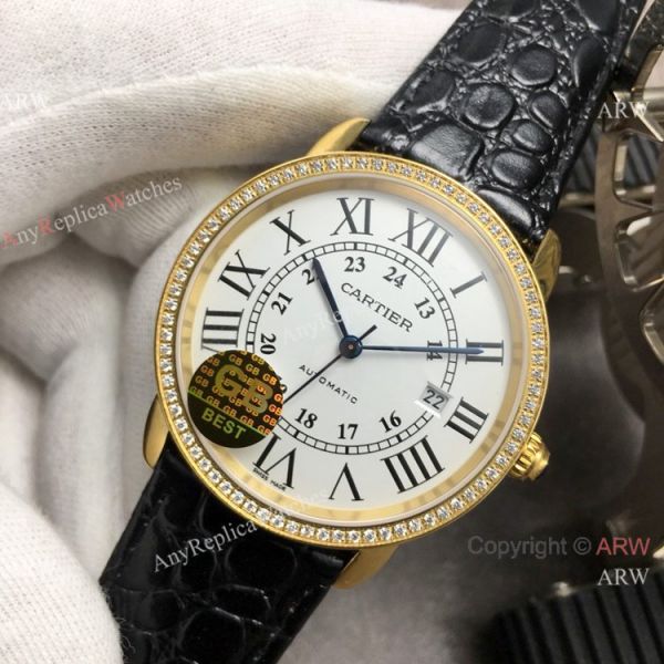 (GB)Swiss Replica Cartier Ronde Solo De Watch Gold Case Diamond Bezel (GB)Swiss Replica Cartier Ronde Solo De Watch Gold Case Diamond Bezel