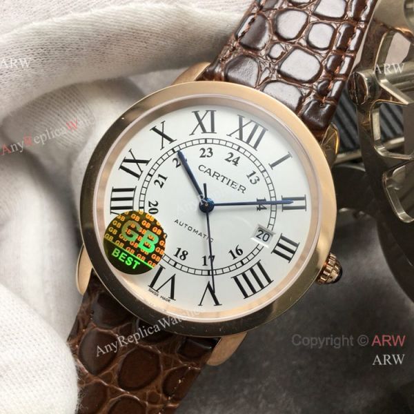 (GBF) Swiss Replica Cartier Ronde Solo De Watch Rose Gold Brown Leather Strap (GBF) Swiss Replica Cartier Ronde Solo De Watch Rose Gold Brown Leather Strap