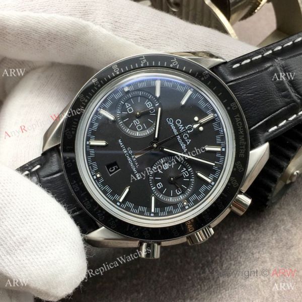 (OM) Swiss Replica Omega Speedmaster Racing Master Chronomeyer Watch Black Leather Strap (OM) Swiss Replica Omega Speedmaster Racing Master Chronomeyer Watch Black Leather Strap