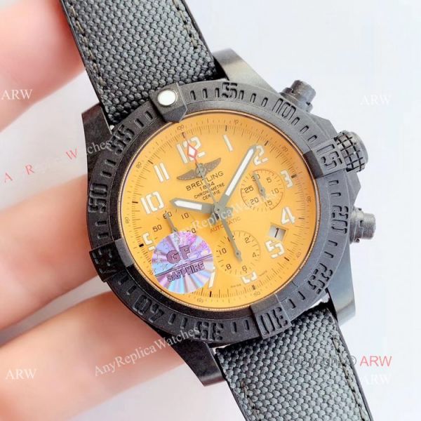 GF Factory Breitling Avenger Hurricane 45 Chronograph Replica Watch Yellow Dial Carbon Case GF Factory Breitling Avenger Hurricane 45 Chronograph Replica Watch Yellow Dial Carbon Case
