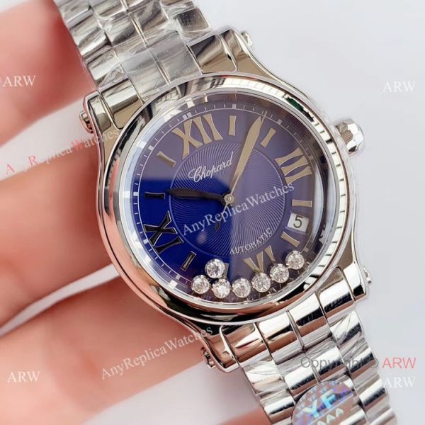 YF Swiss Replica Chopard HAPPY SPORT Ladies Watch Stainless Steel Blue Dial YF Swiss Replica Chopard HAPPY SPORT Ladies Watch Stainless Steel Blue Dial