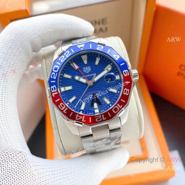 Copy Tag Heuer Aquaracer Calibre 7 GMT Watch New Blue Red Bezel Copy Tag Heuer Aquaracer Calibre 7 GMT Watch New Blue Red Bezel