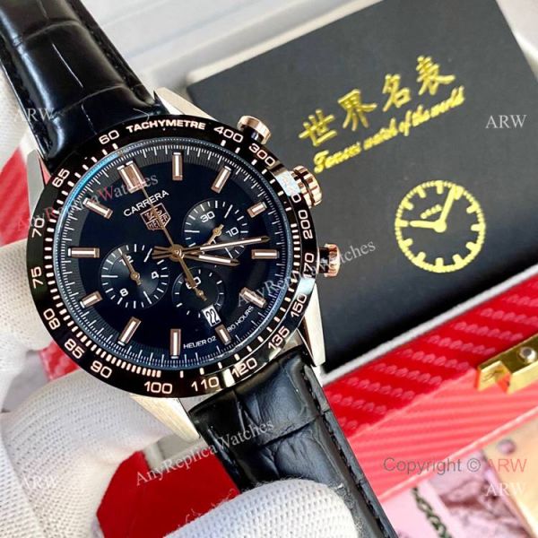 New Replica Tag Heuer Carrera Heuer 02 Watches Black Leather Strap New Replica Tag Heuer Carrera Heuer 02 Watches Black Leather Strap