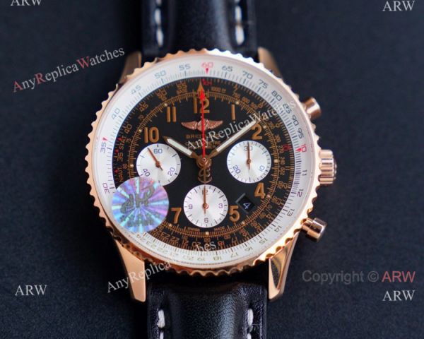 Swiss Replica Breitling Old Navitimer 7750 Watch Black Leather Strap Swiss Replica Breitling Old Navitimer 7750 Watch Black Leather Strap