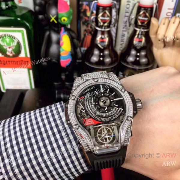 Swiss Quality Hublot Tourbillon Skeleton MP-09 Bi-Axis Watches Stainless Steel Diamond Swiss Quality Hublot Tourbillon Skeleton MP-09 Bi-Axis Watches Stainless Steel Diamond