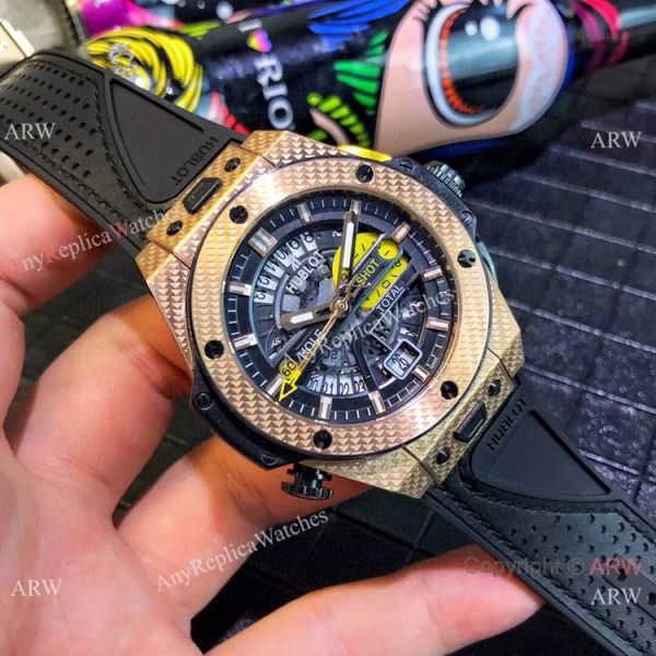 NEW Hublot Big Bang Unico Golf Replica Watch Rose Gold Gummy Strap NEW Hublot Big Bang Unico Golf Replica Watch Rose Gold Gummy Strap