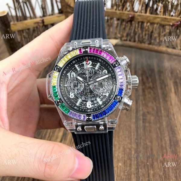 Hublot Big Bang Unico Replica Watches Rainbow Bezel Skeleton Dial Hublot Clear Watch Hublot Big Bang Unico Replica Watches Rainbow Bezel Skeleton Dial Hublot Clear Watch