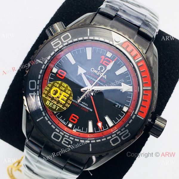 Swiss Grade 1 Omega Planet Ocean Deep Black 8906 Red Inner Watch OE Factory Swiss Grade 1 Omega Planet Ocean Deep Black 8906 Red Inner Watch OE Factory