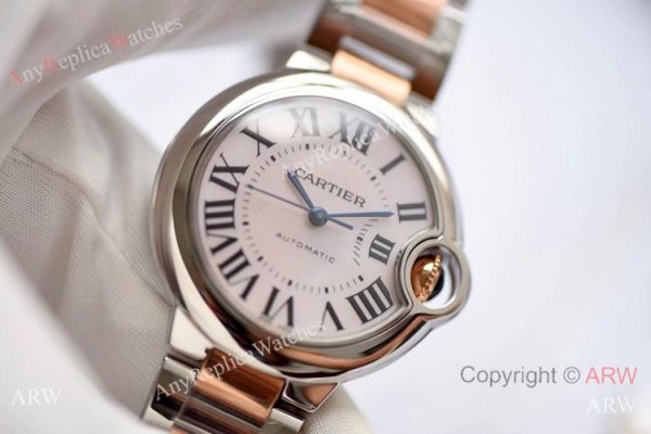 V6 Factory Swiss Replica Cartier Ballon Bleu 33mm Watch 2-Tone Rose Gold Pink Dial V6 Factory Swiss Replica Cartier Ballon Bleu 33mm Watch 2-Tone Rose Gold Pink Dial