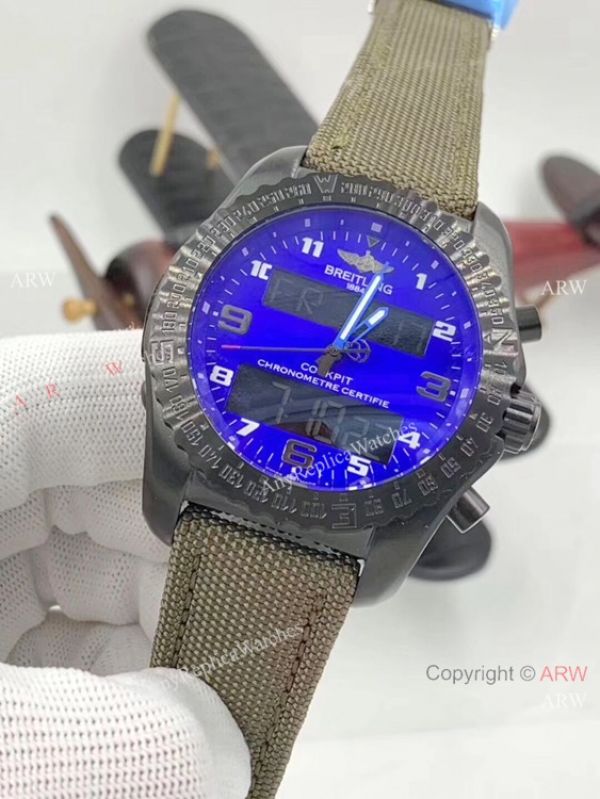 Breitling Cockpit B50 Black Steel Green Leather Strap Men Watches Breitling Cockpit B50 Black Steel Green Leather Strap Men Watches