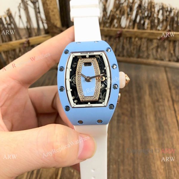 Replica Richard Mille RM037 Automatic Lady Watch Blue Ceramic Rose Gold Crown Replica Richard Mille RM037 Automatic Lady Watch Blue Ceramic Rose Gold Crown