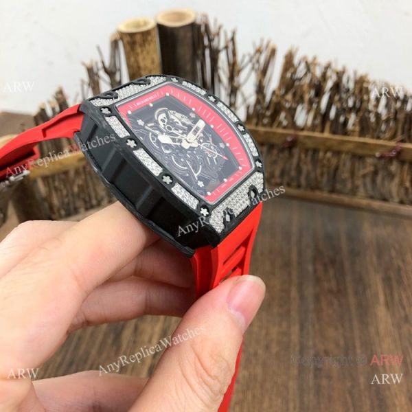 Swiss Grade 1 Richard Mille Rm055 Diamond Watch V2 version Red Rubber Strap Swiss Grade 1 Richard Mille Rm055 Diamond Watch V2 version Red Rubber Strap