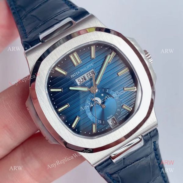 Swiss Replica Patek Philippe Nautilus Moon Phase Blue Dial Automatic Watch Swiss Replica Patek Philippe Nautilus Moon Phase Blue Dial Automatic Watch