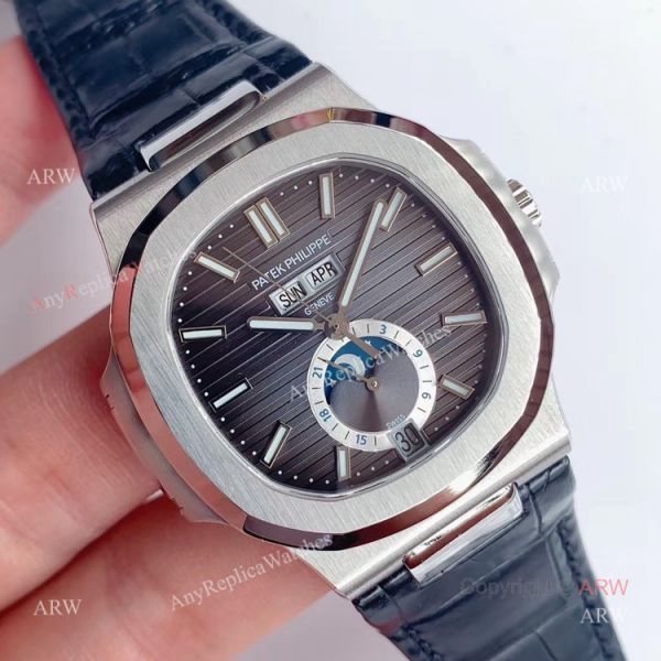 Swiss Replica Patek Philippe Nautilus Grey Dial Moonphase Watch Swiss Replica Patek Philippe Nautilus Grey Dial Moonphase Watch