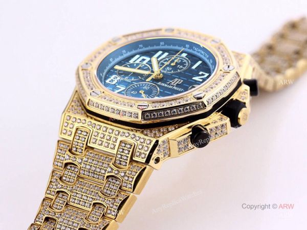Fake Audemars Piguet Royal Oak Quartz Chronograph Blue Dial All Gold AP Watch Fake Audemars Piguet Royal Oak Quartz Chronograph Blue Dial All Gold AP Watch