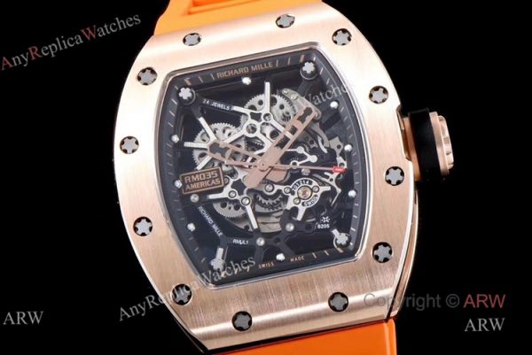 KV Factory Replica Richard Mille RM035 Americas Rose Gold Watch With Orange Rubber Band KV Factory Replica Richard Mille RM035 Americas Rose Gold Watch With Orange Rubber Band