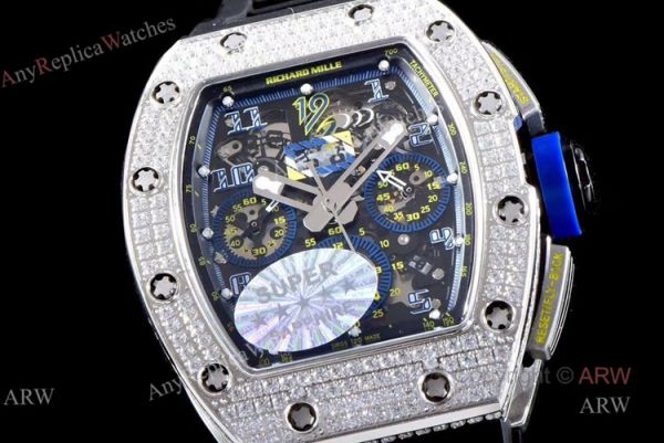 Swiss Made KV Richard Mille RM011 Felipe Massa Chronograph Diamonds Watch Replica Swiss Made KV Richard Mille RM011 Felipe Massa Chronograph Diamonds Watch Replica