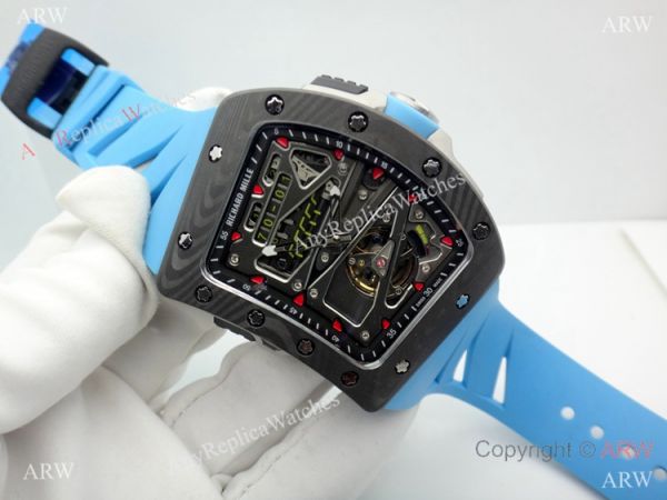 Swiss Grade 1 Richard Mille RM 70-01 Carbon Case Blue Rubber Strap Watch Swiss Grade 1 Richard Mille RM 70-01 Carbon Case Blue Rubber Strap Watch