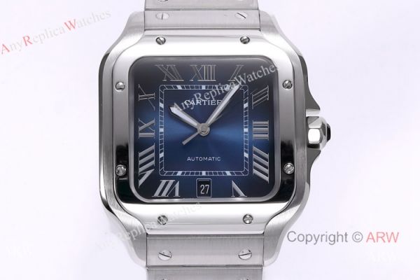 BV Factory 1:1 Copy Cartier Santos Mens Watch Cartier Santos Blue Dial Steel Watches BV Factory 1:1 Copy Cartier Santos Mens Watch Cartier Santos Blue Dial Steel Watches