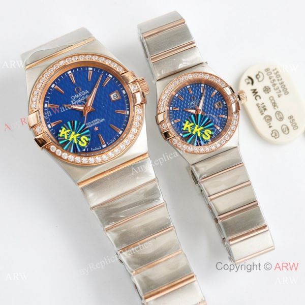 Swiss Quality Replica Omega Double Eagle Constellation Couple Watch Diamond Bezel New Face Swiss Quality Replica Omega Double Eagle Constellation Couple Watch Diamond Bezel New Face