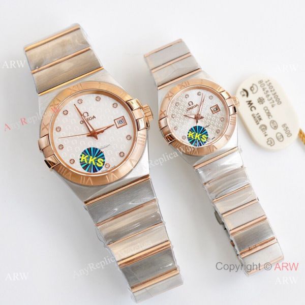 Swiss Quality Omega Double Eagle Couple Watches Copy 2-Tone Champagne Dial Swiss Quality Omega Double Eagle Couple Watches Copy 2-Tone Champagne Dial