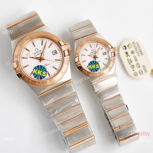Swiss Quality Omega Double Eagle Couple Watches 8215 Movement 2-Tone Rose Gold Blue Swiss Quality Omega Double Eagle Couple Watches 8215 Movement 2-Tone Rose Gold Blue