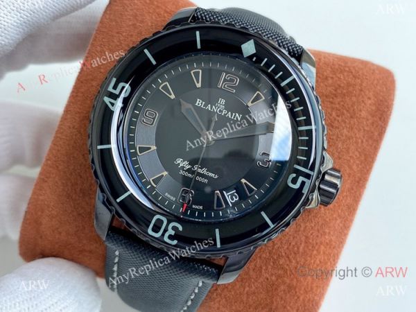 Swiss Quality Copy Blancpain Fifty Fathoms Solid Black Watch Citizen 8215 Movement Swiss Quality Copy Blancpain Fifty Fathoms Solid Black Watch Citizen 8215 Movement