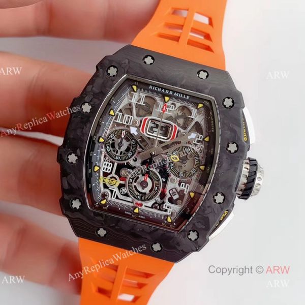 KV Factory V2 Upgraded Knockoff Richard Mille RM011 Orange Rubber Band Carbon Watch KV Factory V2 Upgraded Knockoff Richard Mille RM011 Orange Rubber Band Carbon Watch