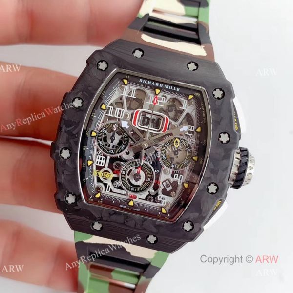 KV Factory V2 Upgraded Replica Richard Mille RM-011 Carbon Watch With Camouflage Richard Mille Strap KV Factory V2 Upgraded Replica Richard Mille RM-011 Carbon Watch With Camouflage Richard Mille Strap