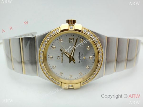 Replica Omega Constellation Two Tone Diamond Watch 38mm Men Replica Omega Constellation Two Tone Diamond Watch 38mm Men