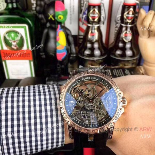 Copy Roger Dubuis Excalibur 46 Tourbillon Watches Rose Gold Tattoo Copy Roger Dubuis Excalibur 46 Tourbillon Watches Rose Gold Tattoo