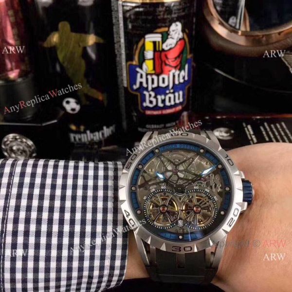 Copy Roger Dubuis Excalibur Skeleton Double Flying Tourbillon Watch SS Case Copy Roger Dubuis Excalibur Skeleton Double Flying Tourbillon Watch SS Case
