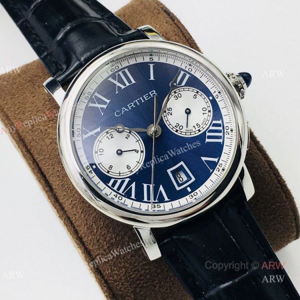 (GZF) 1:1 Quality Cartier Watch Copy Ronde De Cartier Blue Dial Chronograph Watch 40mm (GZF) 1:1 Quality Cartier Watch Copy Ronde De Cartier Blue Dial Chronograph Watch 40mm