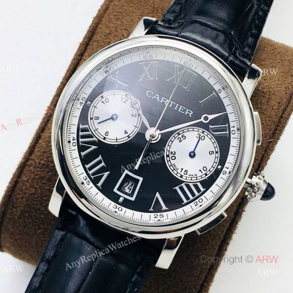 (GZF) 1:1 High Quality Replica Rotonde De Cartier Black Dial Chronograph Watches 40mm (GZF) 1:1 High Quality Replica Rotonde De Cartier Black Dial Chronograph Watches 40mm