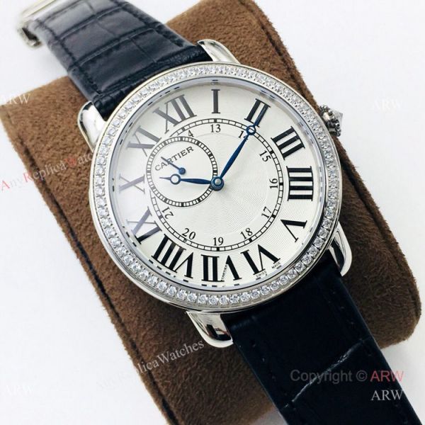 (EGF) New Replica Ronde De Cartier Stainless Steel White Dial Diamond Watches (EGF) New Replica Ronde De Cartier Stainless Steel White Dial Diamond Watches