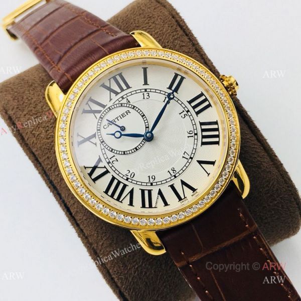 (EGF) New Ronde De Cartier Watch 904L Yellow Gold Diamond Bezel For Men 40mm (EGF) New Ronde De Cartier Watch 904L Yellow Gold Diamond Bezel For Men 40mm