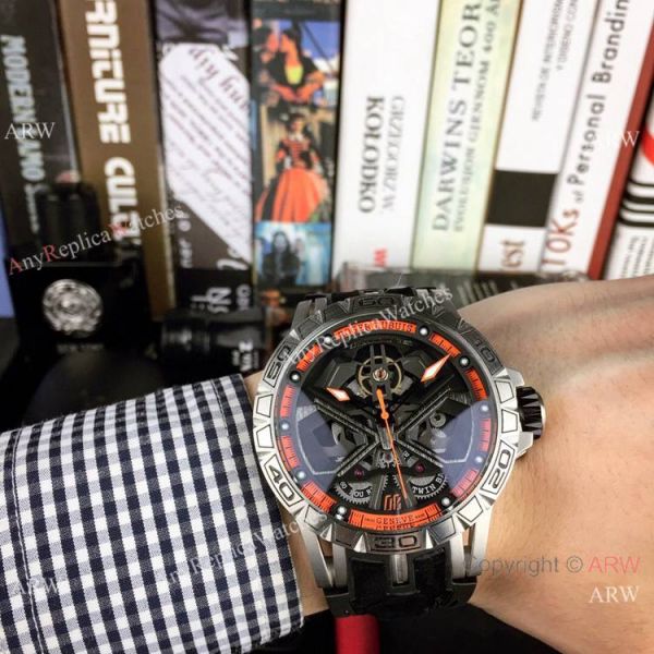 Fake Roger Dubuis Excalibur Lamborghini Huracan Watches Titanium Blue Rubber Band 46mm Fake Roger Dubuis Excalibur Lamborghini Huracan Watches Titanium Blue Rubber Band 46mm