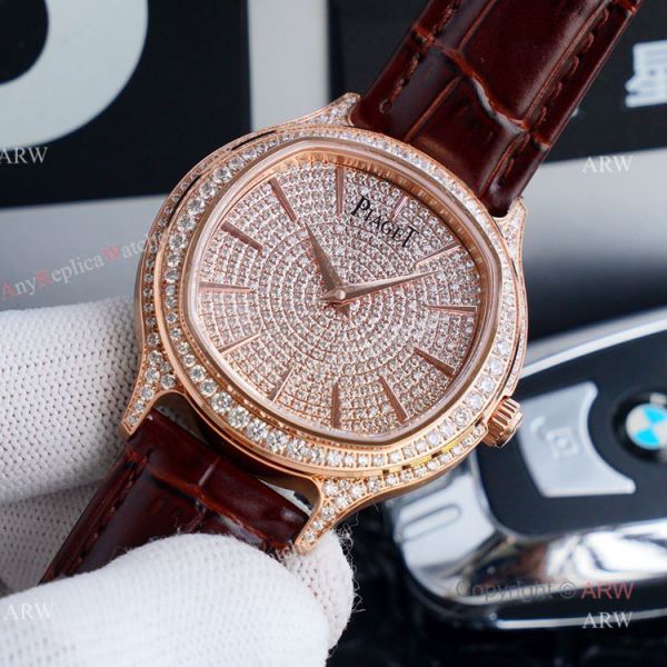 Swiss Grade Replica Piaget Black Tie Rose Gold Diamond Mens Automatic Watches Swiss Grade Replica Piaget Black Tie Rose Gold Diamond Mens Automatic Watches